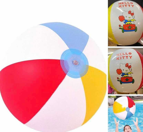 Pelota De Playa Colores Kitty Grande 35cm Largo Y 40 Ancho