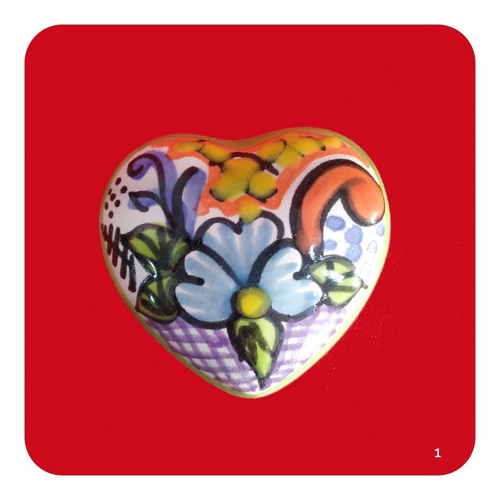 Imagen 6 de 6 de Alhajero De Talavera Poblana Corazón 5cm P/ Recuerdo Lhj