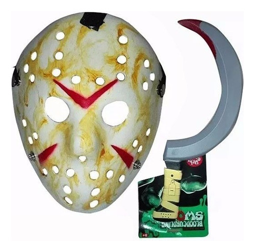 Máscara Hockey Jason Hoz Gancho 44 Cm Voorhees Viernes13 Color Amarillo