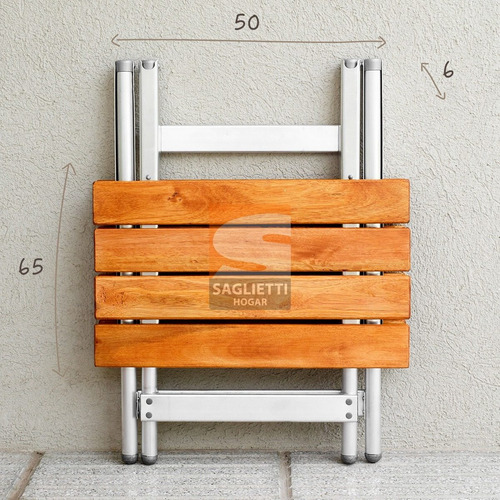 Imagen 7 de 10 de Mesa Plegable Ratona Aluminio Madera 60x50 Balcon Camping