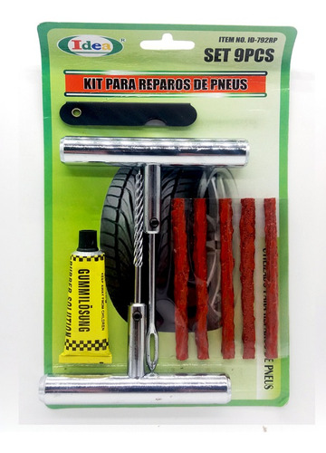 Kit Reparo Pneu Remendo Sem Câmara Carros Motos Macarrão