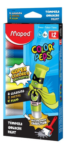 Temperas Pomos 8ml Colores Fluo Metal X 12 Maped - Mm