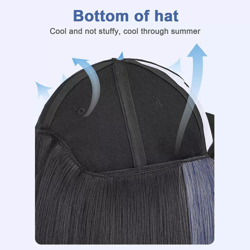 Wh Peluca Pelo Corto Y Liso, Gorra Seda, Béisbol