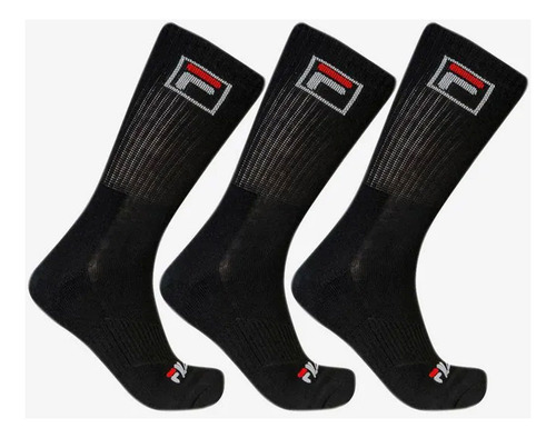 Kit Com 3 Pares Meias Cano Alto Longo Algodão Adulto Fila