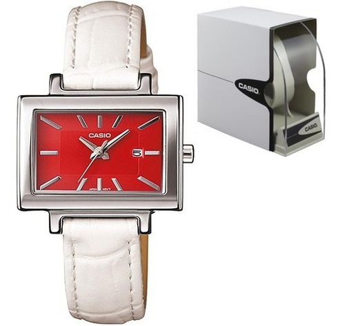Reloj Casio Dama Ltp 1332l Piel Blanco Fechador Cristal