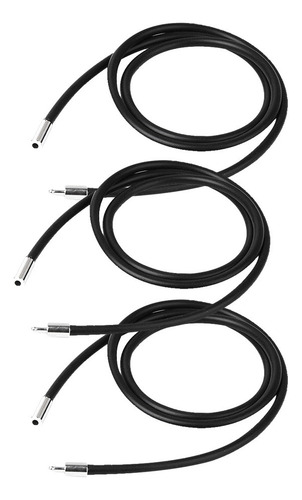 3pcs 3mm Cordón De Caucho Negro Gargantilla Collar Cadena