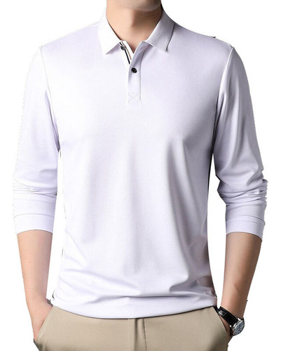 Polos De Seda Para Hombre, Camisas Casuales De Manga Larga D