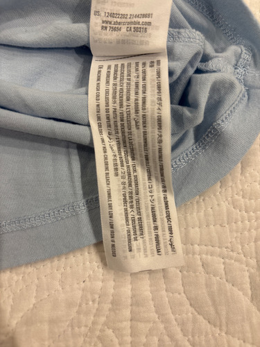 Remera Abercrombie & Fitch (s) Celeste (nueva Sin Etiqueta)
