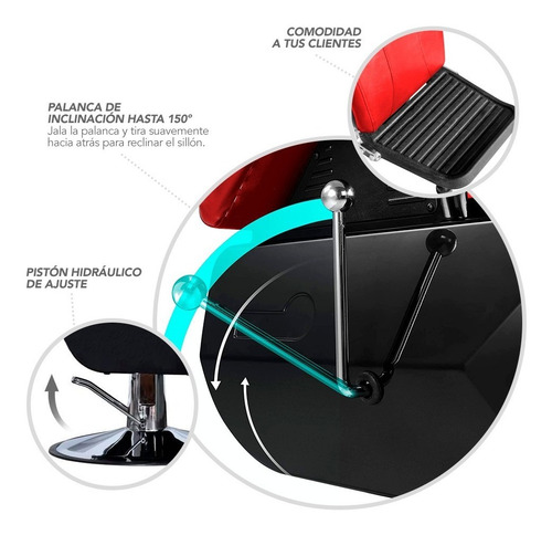 Imagen 4 de 7 de Silla Sillon De Barberia Barbero Estetica Uso Rudo Reclinabl