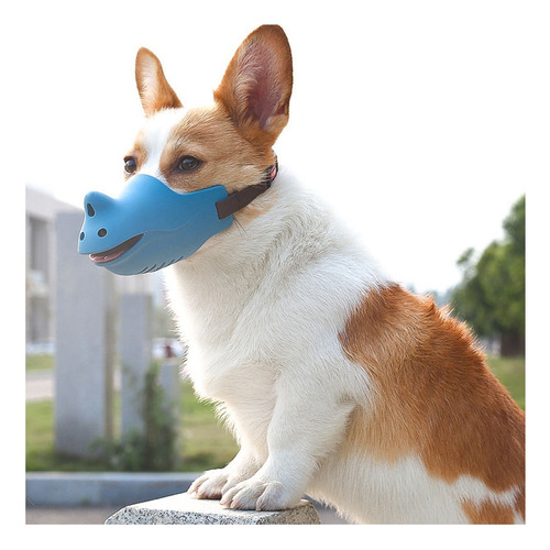 Bozal Para Perro Con Boquilla Ajustable, Silicona Pura Azul-xl