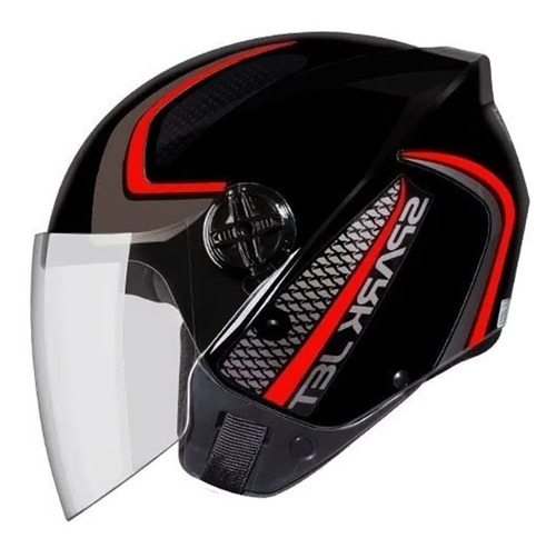 Capacete Ebf Spark Jet Aberto Speed Preto Vermelho Brilhante