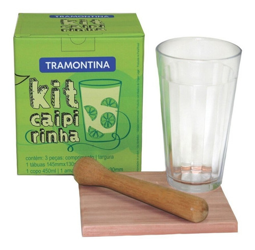 Kit Trago Vaso + Tabla + Pison Caipirinha Tramontina Caja