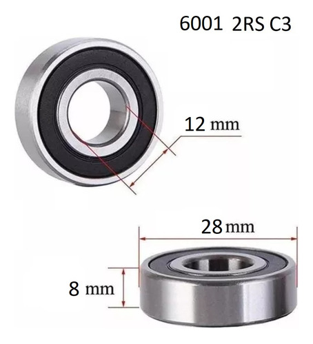Rodamiento 6001 2rs C3 Jtekt 12x28x8 Milimetros Japones