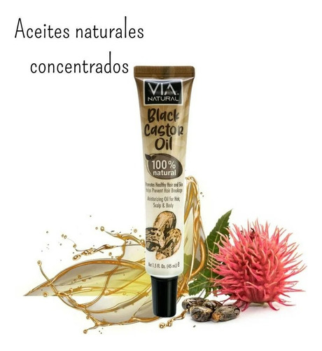 2 Pza Tratamiento Via Natural Black Castor Oil 45 Ml