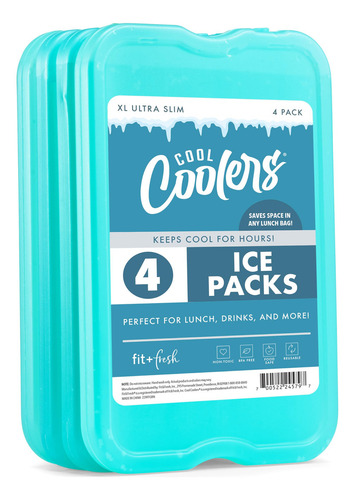 Paquete De 4 Paquetes De Hielo Reutilizables Xl Verde