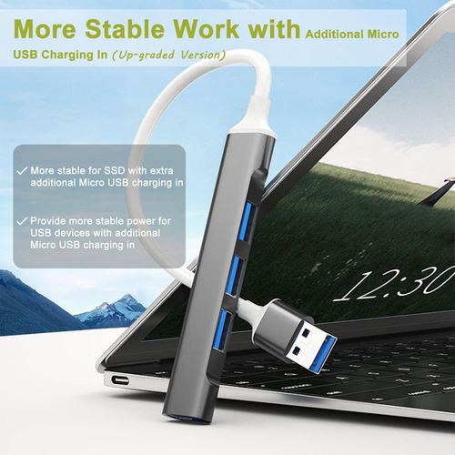 Hub Adaptador Multi-puerto Delgado De 4 Puertos Usb 3.0