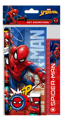 Set De Útiles Escolares Escritura Spiderman Universo Binario