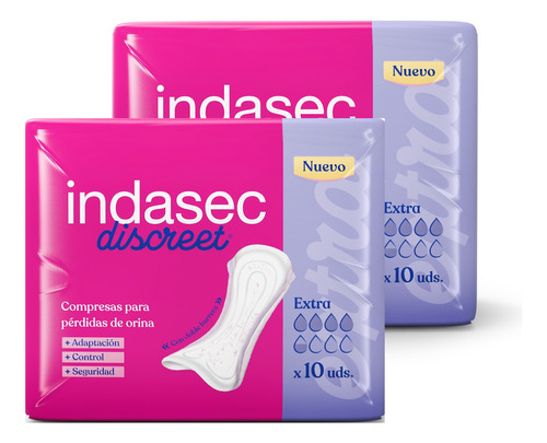 Indasec Extra Discreet Pack X 2 Total 20 Unidades
