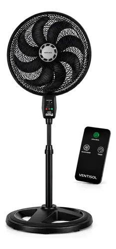 Ventilador Coluna Ventisol Turbo 10p 40cm Controle Bivolt 40 Cm Preto 127/220v Plástico 10