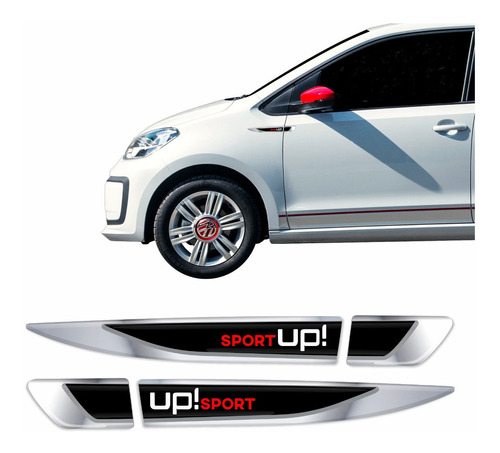 Aplique Adesivo Volkswagen Up Up! Sport Resinado Cromo Res56