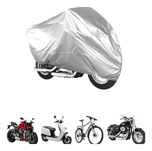 Funda Cubierta Impermeable Xl Cubre Moto Vehículo Anti Uv Gris