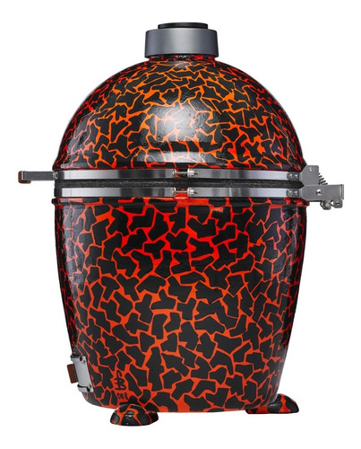Imagen 4 de 10 de Parrilla Kamado Kb10 Mo Naranja Y Negro Ahumador Premium