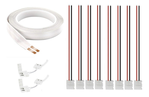 Kit 15m Fita Elétrica 2 Vias 10a +8conectore Conecta +2curva