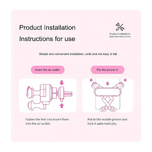 Soporte Celular Para Auto Rosa Hello Kitty Llamativo