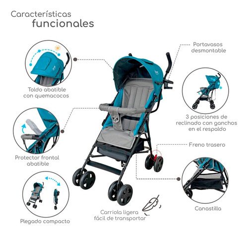 Carriola De Bastón Para Bebé D'bebé Carry Compacta Y Ligera