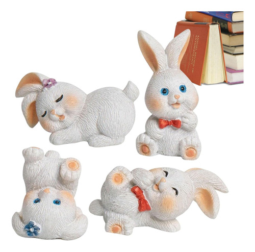 Easter Bunny Figurine | 4pcs Resin Mini Rabbit Doll