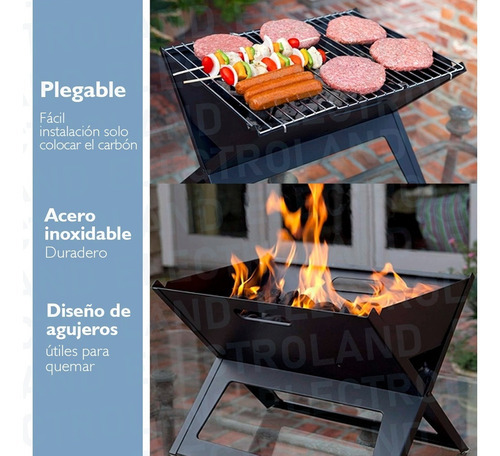 Parrilla Grill A Carbón Plegable Portátil Bbq