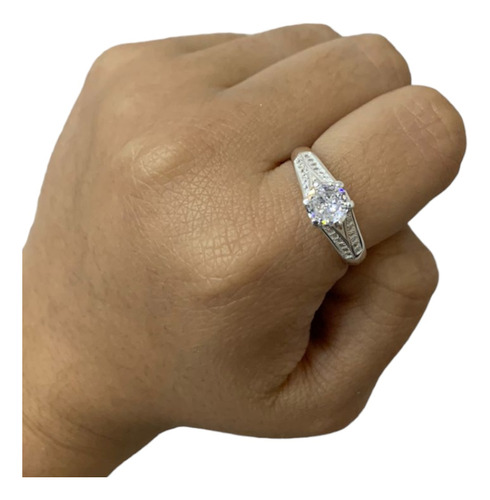 Anillo Plata 925 Solitario Cubic Mujer Zircon Regalo