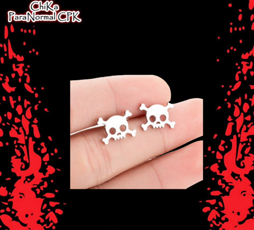 Aretes Tipo Broquel En Forma Calavera Con Huesos