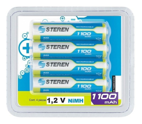 4 Pilas Recargables Aaa Alta Capacidad Nimh 1100 Mah Steren