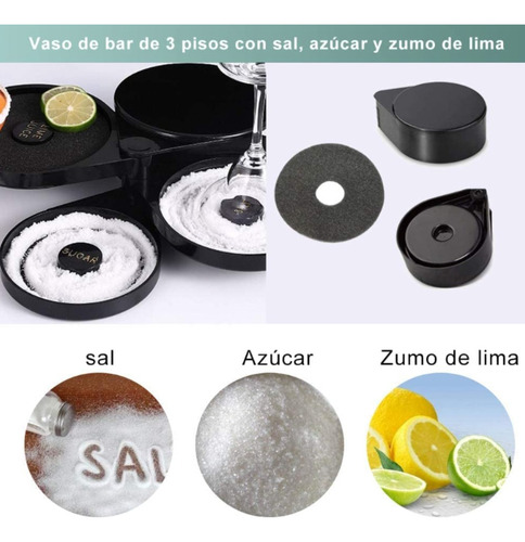 Escarchador Vasos 3 Bandejas Giratorias Sal Azúcar Limon