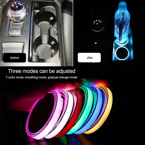 Tapete Para Vasos Con Luz Ambiental Led Para Coche, 2 Unidad