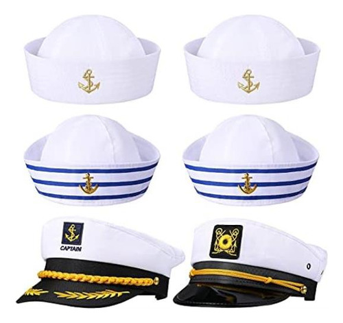 Satinior 6 Piezas Gorro Capitán Yate Gorro Marinero Gorro