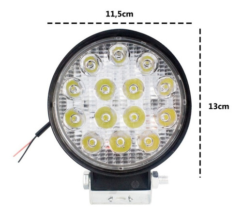 Kit 2 Farol Led Redondo Milha 42w 14 Leds Carro Jeep 12v/24v