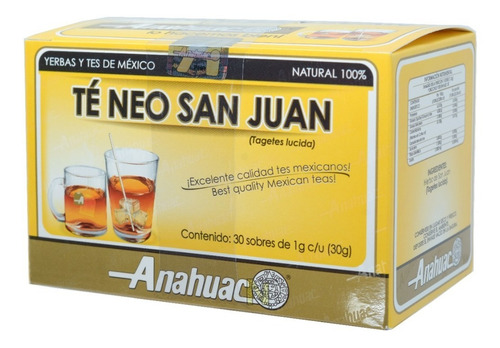 Imagen 2 de 4 de (3 Pzas) Te Neo San Juan (hierba) (30 Sobres) Anahuac