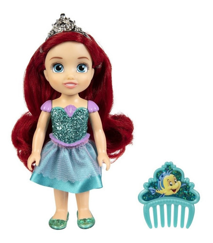 Muñeca Pequeña Princesa Ariel Disney Con Peine 17 Cm