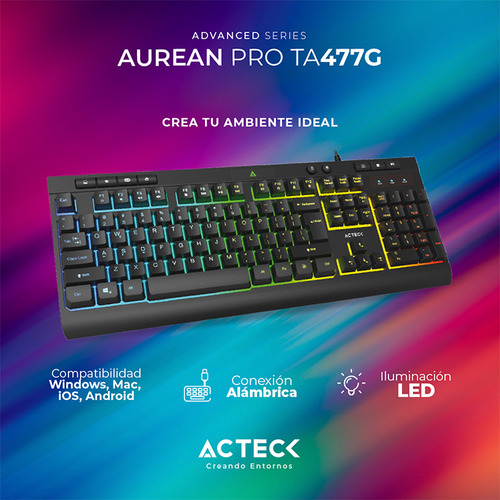 Teclado Acteck Aurean Pro Ta477g Alambrico Usb Rgb Ac-936743
