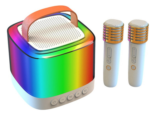 Kwalux T7 Set De 2 Micrófono Portátil Y Caja De Sonido Mini Karaoke Color Blanco