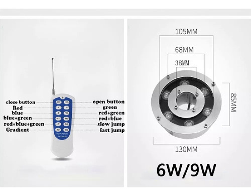 2025 Fuente De Luz Led Rgb Ip68, Lámpara Impermeable De 6 W