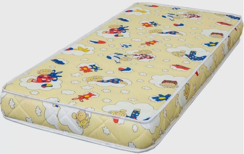 Colchon De Cuna 130x60cm Densidad 18 Impermeable 12 Cm Alto Color Amarillo / Blanco