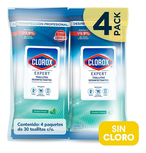 Pack De Toallitas Desinfectantes Clorox Expert 4x30 Un