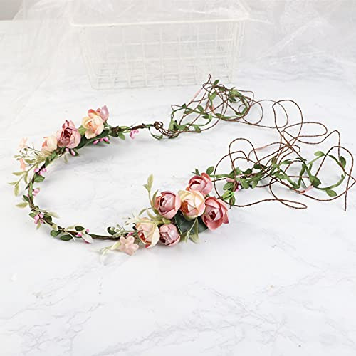 Diadema Con Corona De Flores Ajustable Hecha A Mano Vivimia