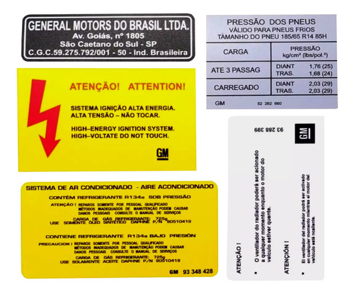 Adesivos Etiquetas De Advertência Kit Motor Chevrolet Meriva Zafira Etmt2 Frete Fixo Fgc