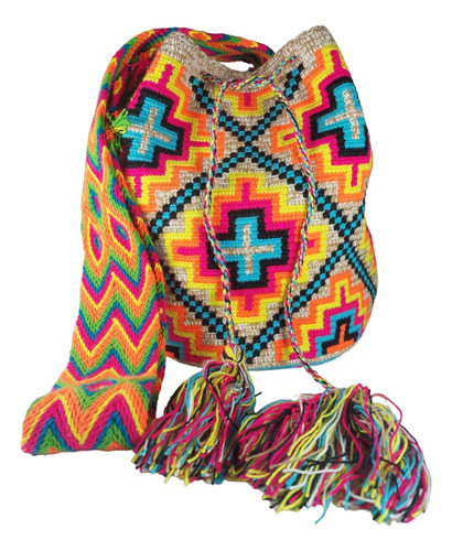 Mochila Wayuu Grande Mujer Originales Colores Vibrantes 