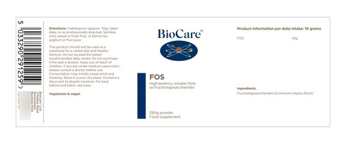 Biocare - Fos Fibra Prebiótica En Polvo 250g