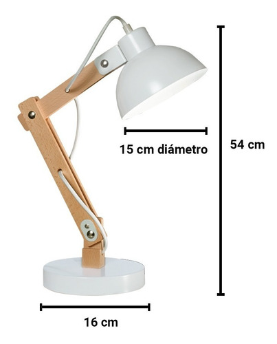 Imagen 2 de 10 de Lampara De Escritorio Nordica Moderna Led Blanca O Negra Led